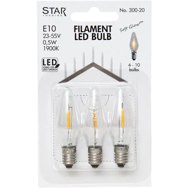 Zestaw 3x żarówka LED do świecznika adwentowego E10 0,5W 23-55V AC/DC 1900K  Biała ciepła — zdjęcie 3