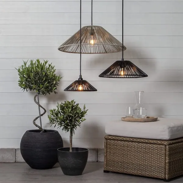 Klosz rattanowy czarny 25 cm do girland świetlnych i lamp VIDE IP44 — zdjęcie 3