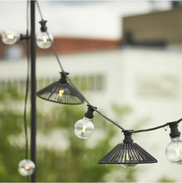 Klosz rattanowy czarny 38 cm do girland świetlnych i lamp VIDE IP44 — zdjęcie 2