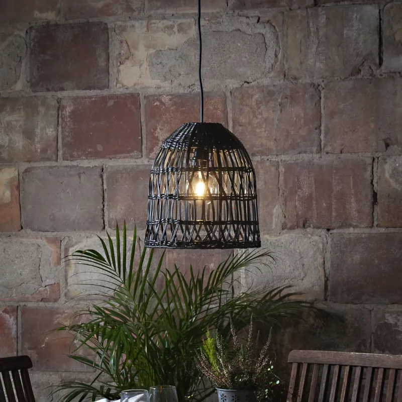 Klosz rattanowy lampa ogrodowa 33 cm wysokości KNUTE IP44 — zdjęcie 2