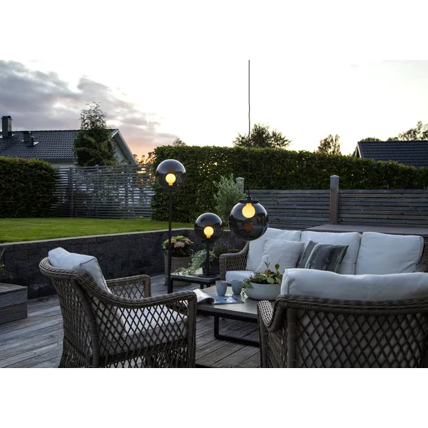 Lampa ogrodowa stojąca 150 cm ORBY dymiony klosz E27 IP44 — zdjęcie 6