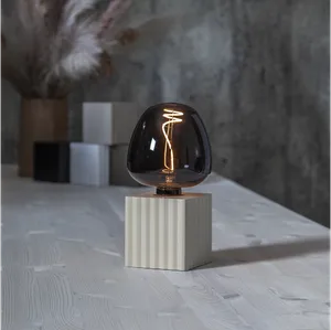 Lampa stołowa drewniana BOX E27 beżowy