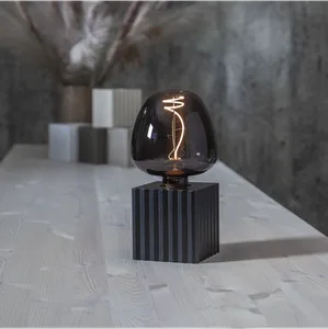 Lampa stołowa drewniana BOX E27 czarny