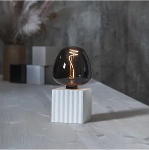 Lampa stołowa drewniana BOX biały E27