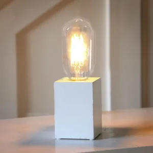 Lampa stołowa drewniana E27 LYS biały