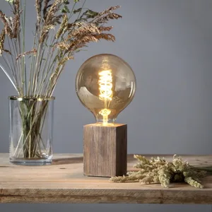Lampa stołowa drewniana E27 LYS brązowy