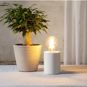Lampa stołowa drewniana E27 TUB biały