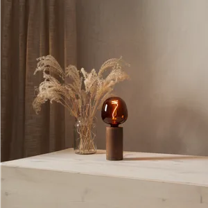 Lampa stołowa drewniana E27 TUB brązowy