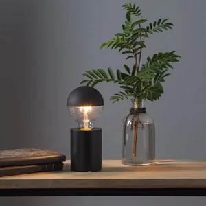 Lampa stołowa drewniana TUB E27 czarny