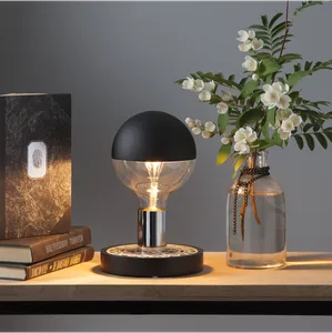 Lampa stołowa metalowo-drewniana E27 MAGIC czarny