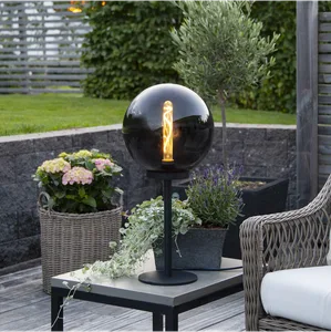 Lampa stołowa ogrodowa ORBY dymiony klosz E27 IP44