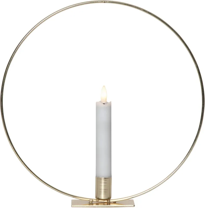 Dekoracja stojąca LED świeca FLAMME RING Mosiądz 28cm na baterie — zdjęcie 2