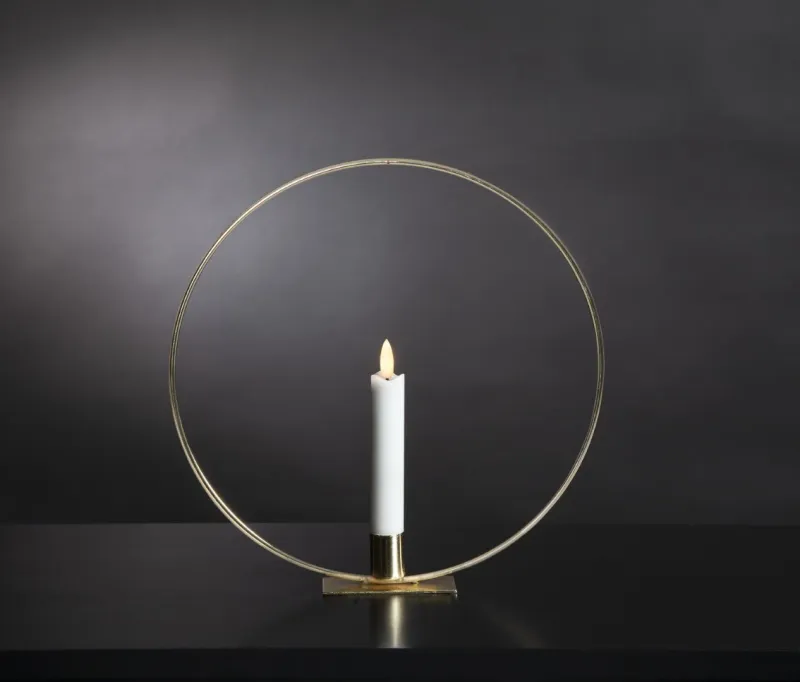 Dekoracja stojąca LED świeca FLAMME RING Mosiądz 28cm na baterie — zdjęcie 6