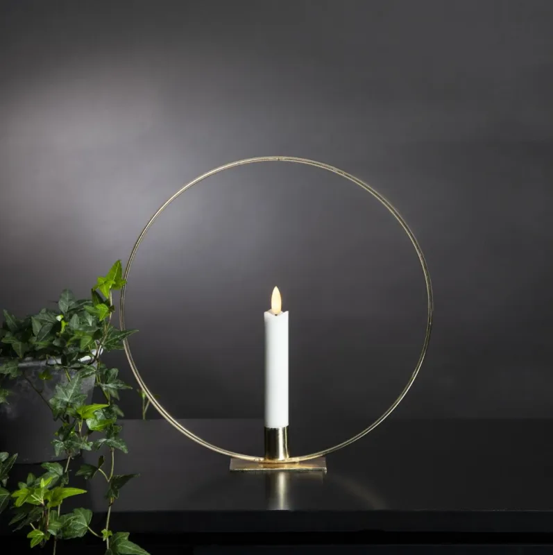 Dekoracja stojąca LED świeca FLAMME RING Mosiądz 28cm na baterie — zdjęcie 8