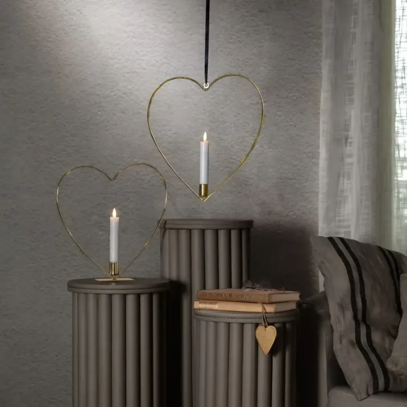 Dekoracja stojąca serce ze świecą LED FLAMME HEART 28cm na baterie — zdjęcie 3