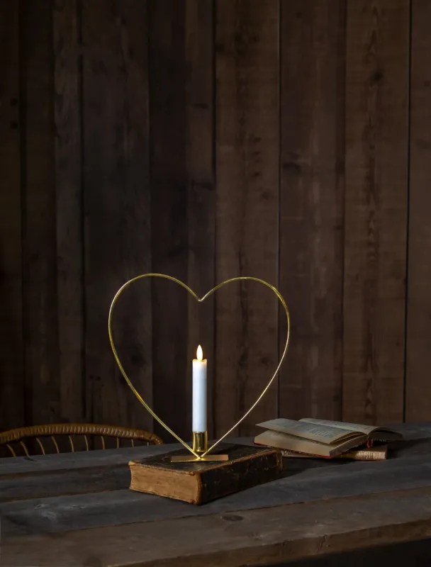 Dekoracja stojąca serce ze świecą LED FLAMME HEART 28cm na baterie — zdjęcie 12