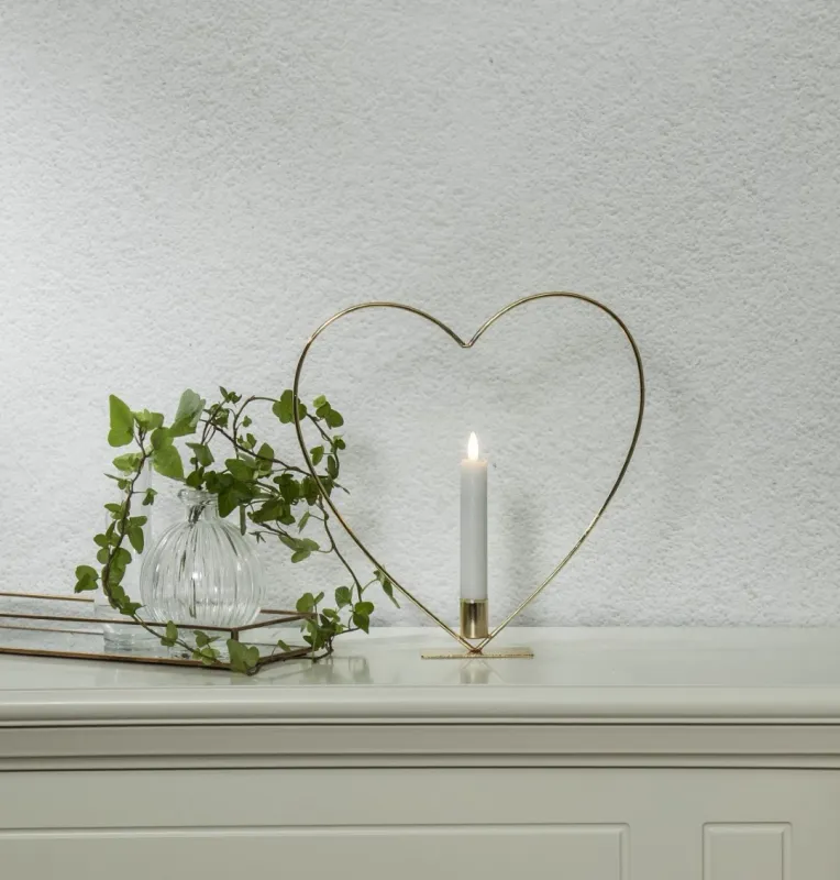 Dekoracja stojąca serce ze świecą LED FLAMME HEART 28cm na baterie — zdjęcie 5