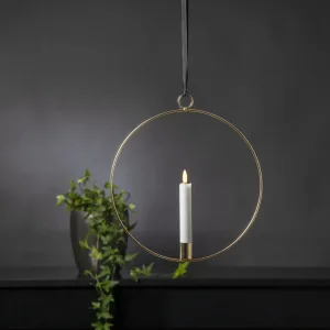 Dekoracja wisząca LED świeca FLAMME RING Mosiądz 28cm na baterie