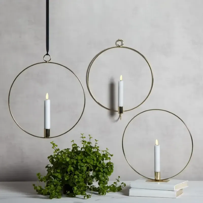 Dekoracja wisząca LED świeca FLAMME RING Mosiądz 28cm na baterie — zdjęcie 3