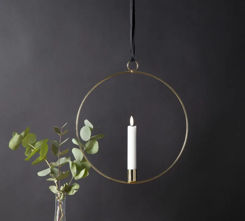Dekoracja wisząca LED świeca FLAMME RING Mosiądz 28cm na baterie — zdjęcie 6