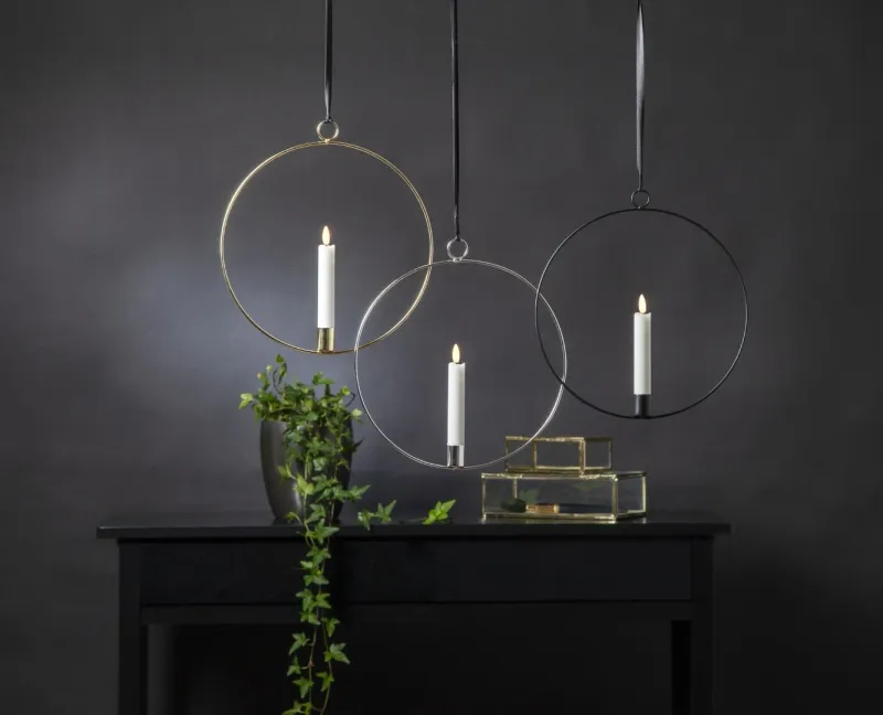 Dekoracja wisząca LED świeca FLAMME RING Mosiądz 28cm na baterie — zdjęcie 7
