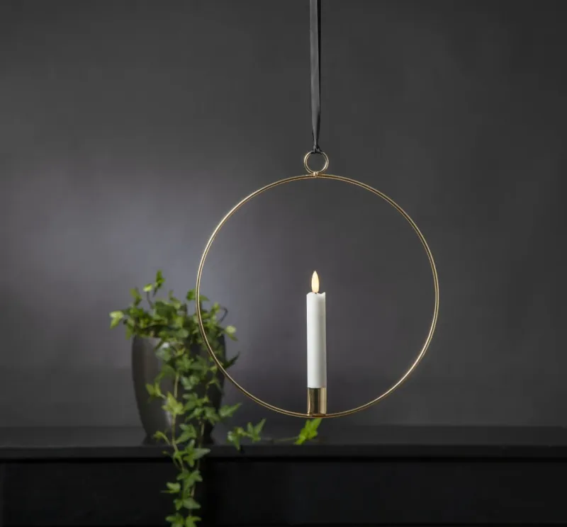 Dekoracja wisząca LED świeca FLAMME RING Mosiądz 28cm na baterie — zdjęcie 8