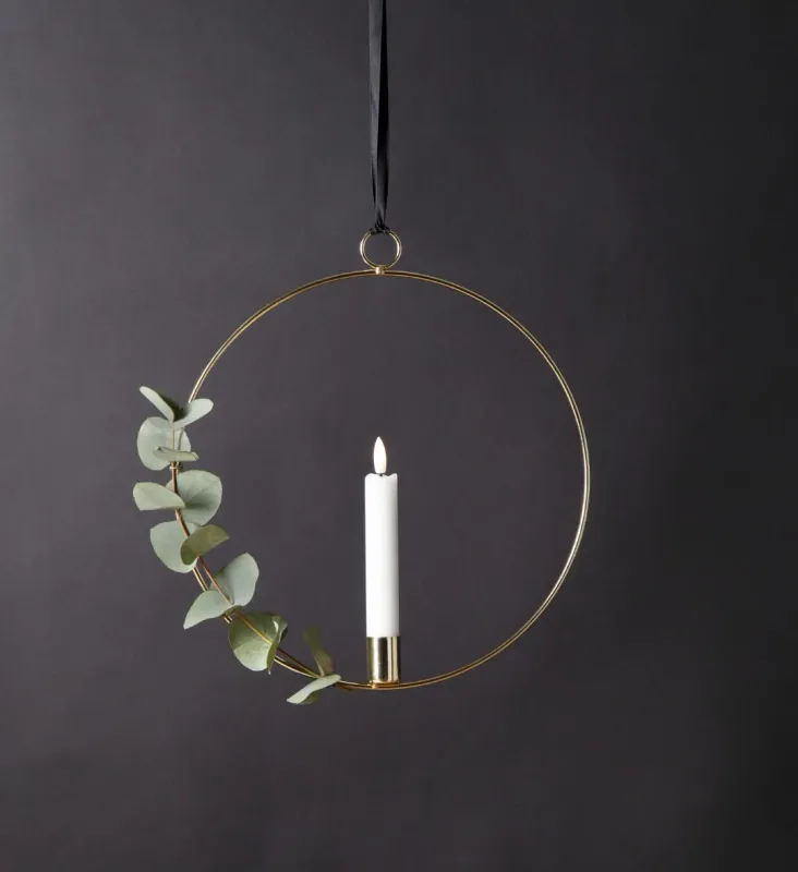 Dekoracja wisząca LED świeca FLAMME RING Mosiądz 28cm na baterie — zdjęcie 9