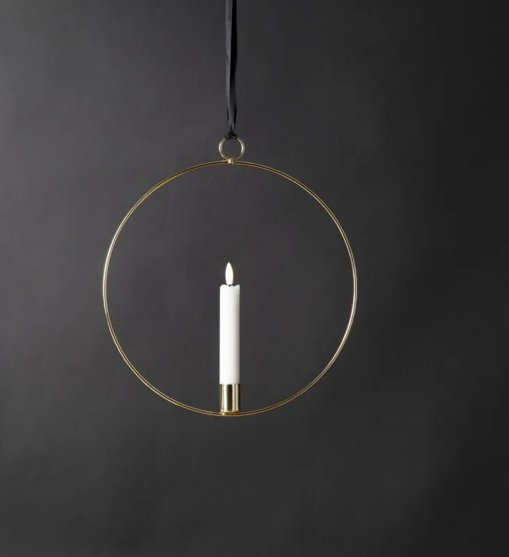 Dekoracja wisząca LED świeca FLAMME RING Mosiądz 28cm na baterie — zdjęcie 10