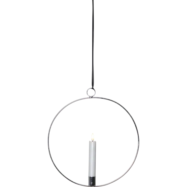 Dekoracja wisząca LED świeca FLAMME RING Srebrna 28cm na baterie — zdjęcie 2