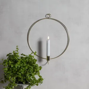 Dekoracja wisząca LED świeca FLAMME RING Złota 28cm na baterie