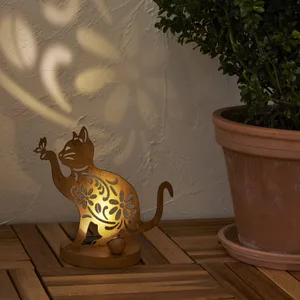 Kot solarny dekoracja ogrodowa LED stojąca OXICAT