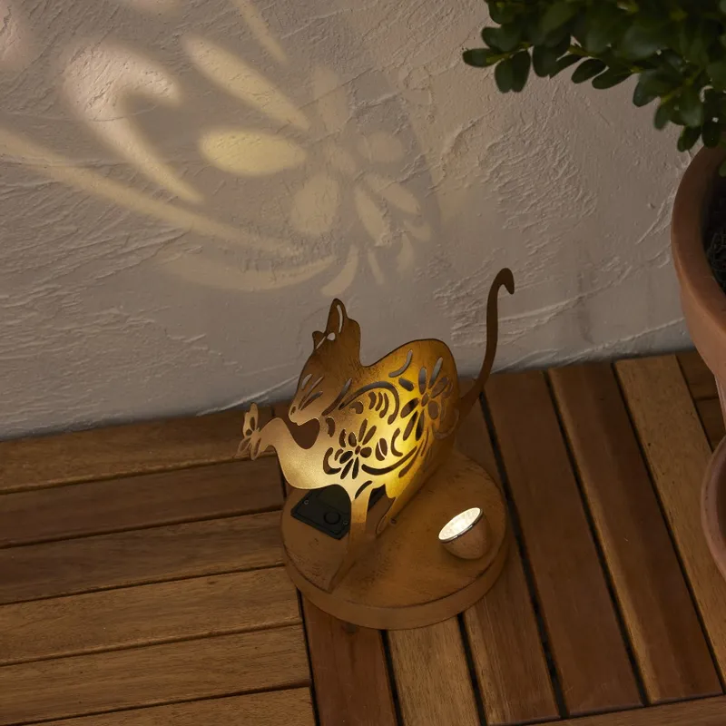 Kot solarny dekoracja ogrodowa LED stojąca OXICAT — zdjęcie 5