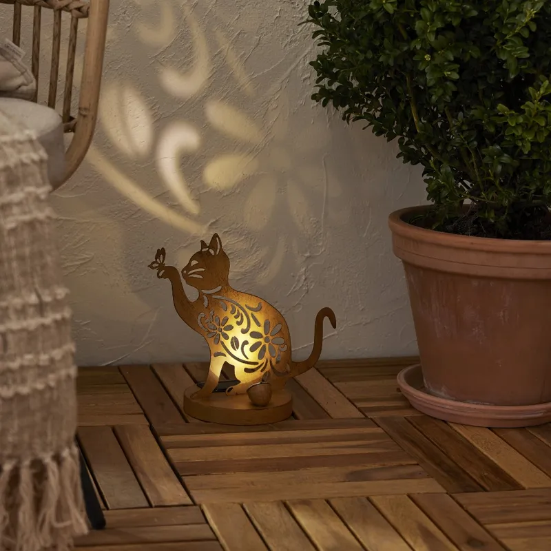 Kot solarny dekoracja ogrodowa LED stojąca OXICAT — zdjęcie 6