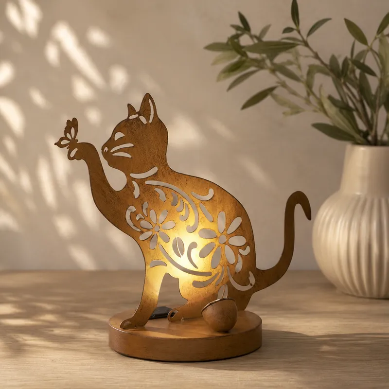 Kot solarny dekoracja ogrodowa LED stojąca OXICAT — zdjęcie 8