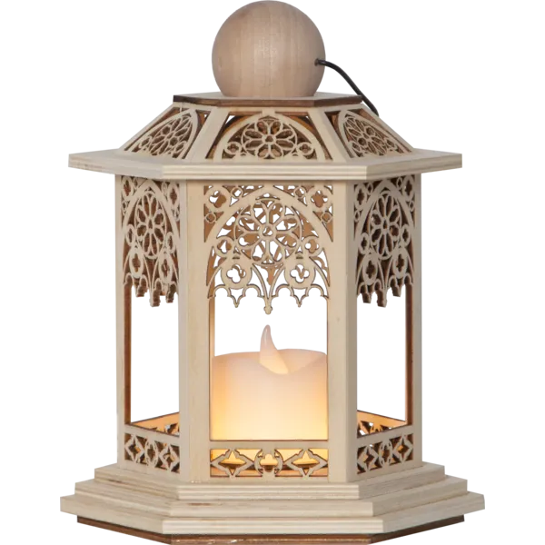 Lampion drewniany Led LACE na baterie — zdjęcie 2