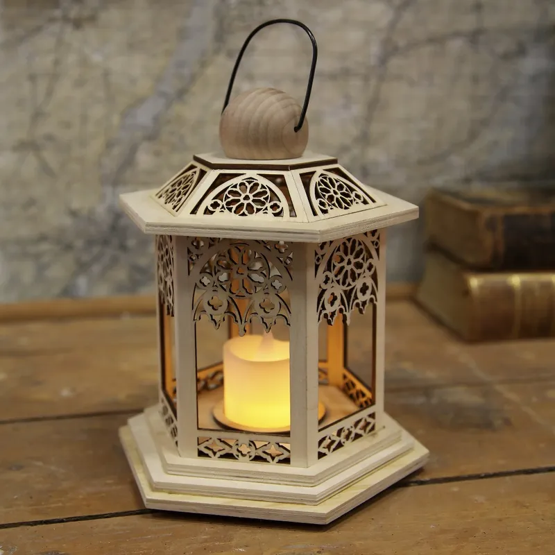 Lampion drewniany Led LACE na baterie — zdjęcie 3