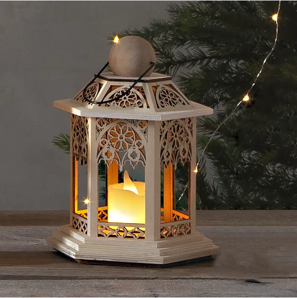 Lampion drewniany Led LACE na baterie — zdjęcie 14