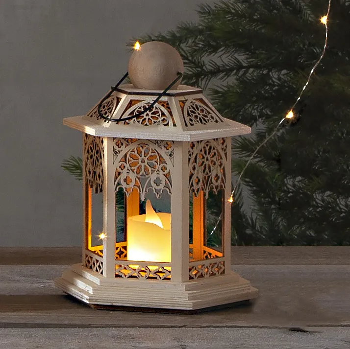 Lampion drewniany Led LACE na baterie — zdjęcie 5