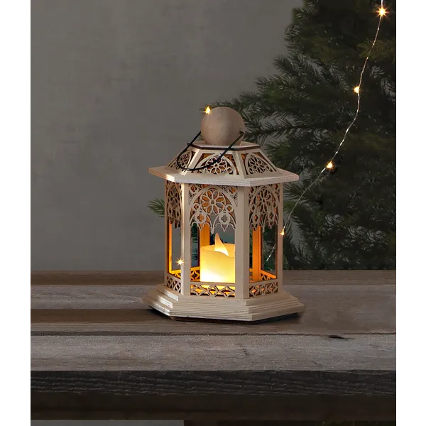 Lampion drewniany Led LACE na baterie — zdjęcie 6