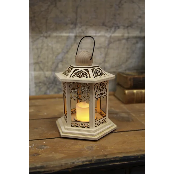 Lampion drewniany Led LACE na baterie — zdjęcie 7