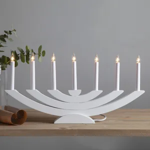 Świecznik adwentowy drewniany biały NAVIDA