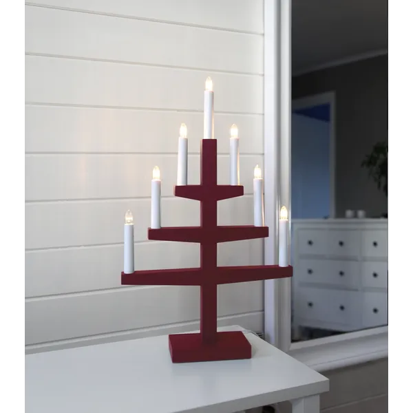 Świecznik adwentowy drewniany czerwony TRAPP — zdjęcie 6
