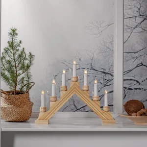 Świecznik adwentowy drewniany naturalny 7 żarówek E10 KARIN