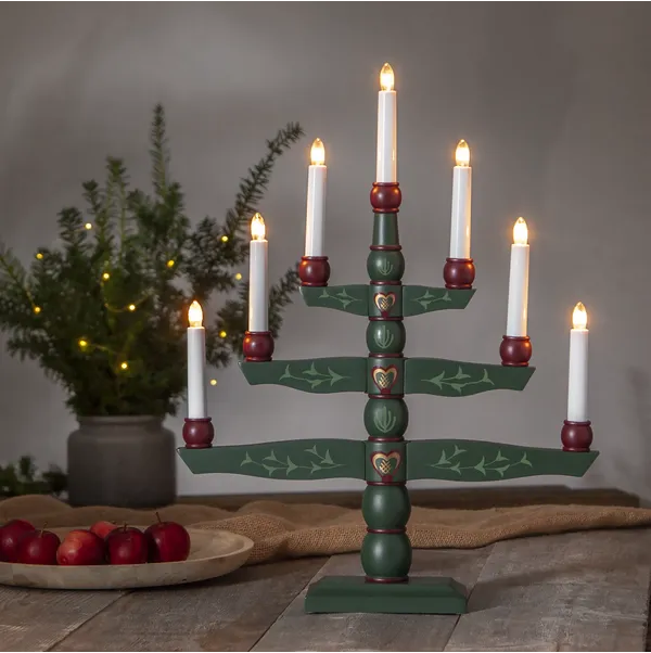 Świecznik adwentowy drewniany zielony TRADITION — zdjęcie 5