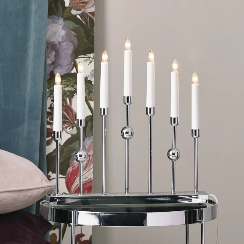 Świecznik adwentowy metalowy chrom GUSTAVO — zdjęcie 3