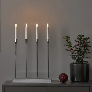Świecznik adwentowy metalowy chrom LOTTIE na baterie