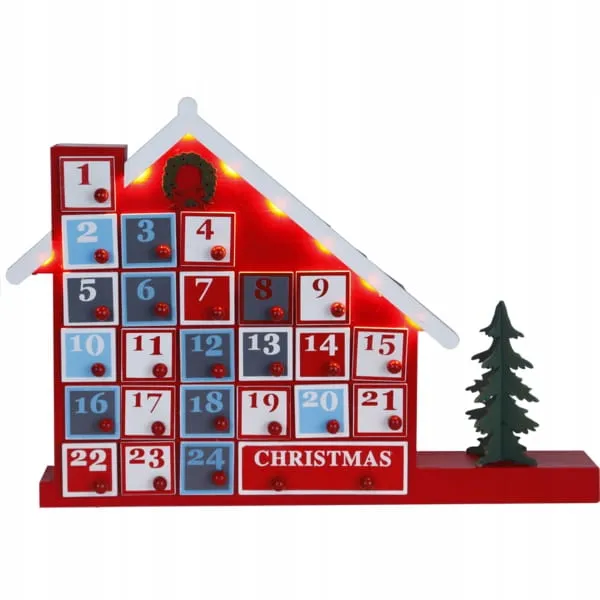 Świecznik domek kalendarz adwentowy Led YULETIDE na baterie — zdjęcie 2