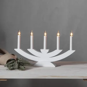 Świecznik drewniany biały NAVIDA