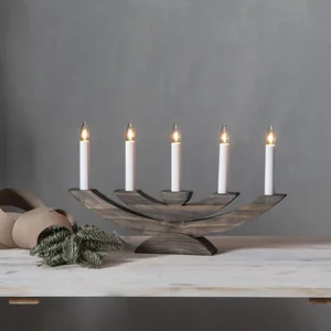 Świecznik drewniany brązowy NAVIDA