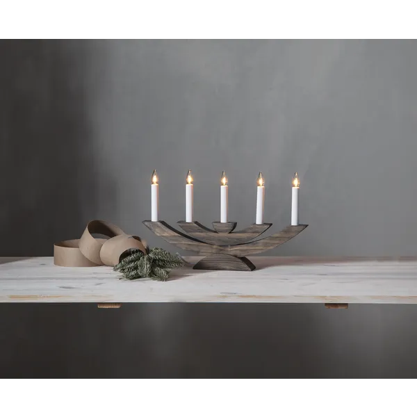 Świecznik drewniany brązowy NAVIDA — zdjęcie 7